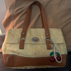 Coach Yellow Signature Hampton Flap Bag